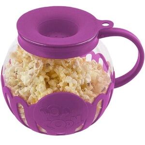 Epoca Ecolution NIB 3 Qt Microwave Glass Temperature Safe Popcorn Popper Purple